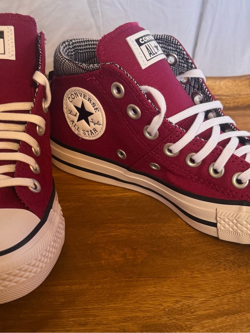 Converse High Top Sneakers - Burgundy with White Accents